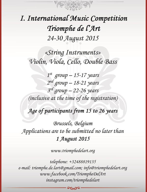 Concours international  <i>« International Music Competition Triomphe de l’Art »</i>.